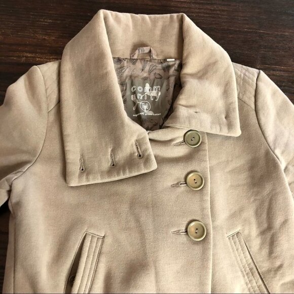 Aritzia Community Moto Jacket Funnel Neck Pea Coat Organic Cotton Size Medium - Picture 3 of 7